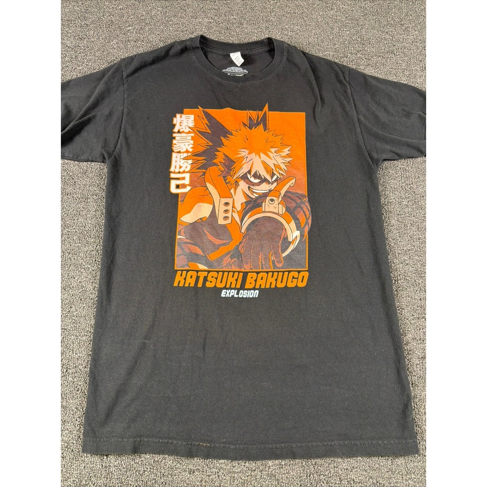 My Hero Academia T-Shirt Mens M Katsuki Bakugo Black Graphic Anime Crunchyroll
